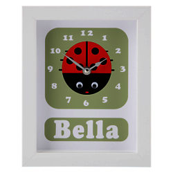 Stripey Cats Personalised Lisbeth Lady Bird Framed Clock, 23 x 18cm